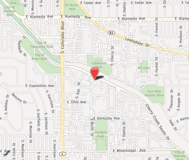 Location Map: 4500 Cherry Creek Drive S, Denver, CO 80246