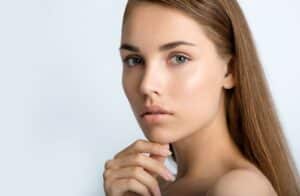 Woman with clear skin after Morpheus8 treatment