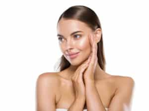 Woman with youthful, clear skin after facial peel in Denver,CO